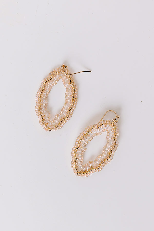 Premium Champagne Beaded Elegance Earrings