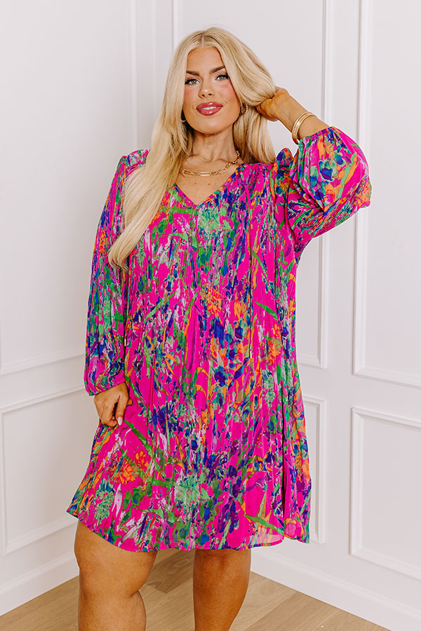 Ultimate Midtown Moment Pleated Mini Dress - Vibrant Abstract Print