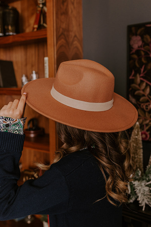 Premium Fall Vibes Felt Fedora - Tan
