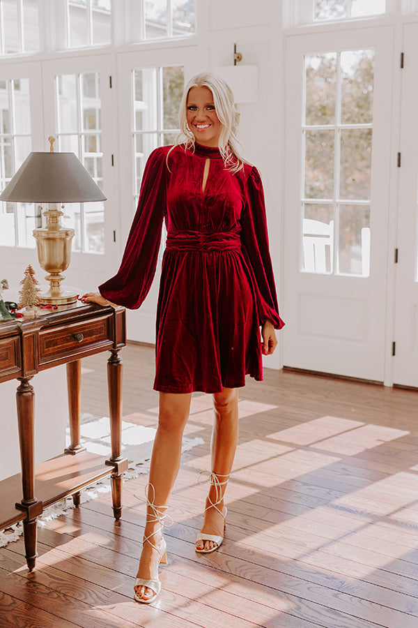 Ultimate Velvet Mini Dress - Wine Elegance