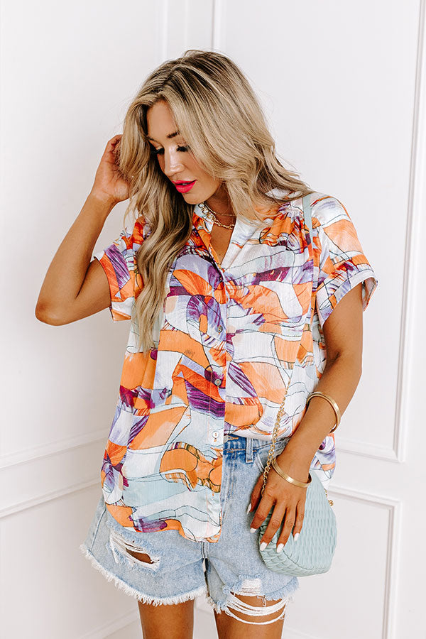 Ultimate Orange Retreat Button-Up Shirt