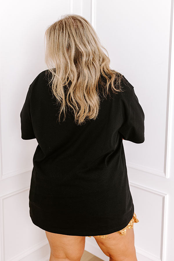 Premium Touchdown Sequin Oversized Tee - Black Curves Edition