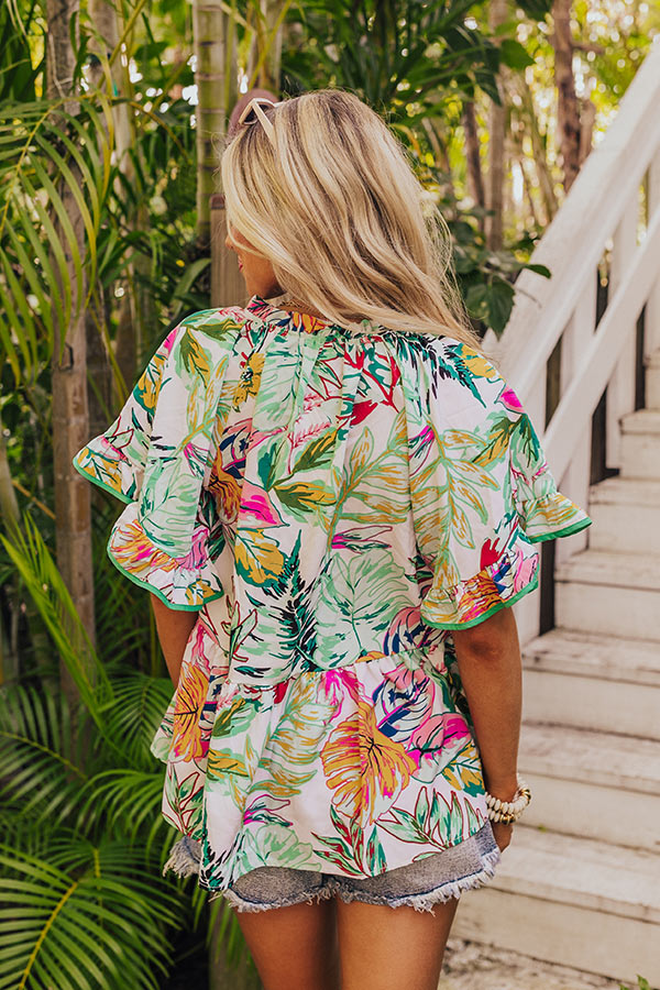 Premium Tropical Treasures Shift Top in Ivory - Ultimate Summer Style