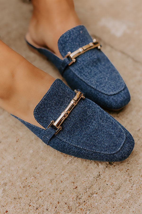 Premium Aubrey Denim Mule Loafer - Medium Wash