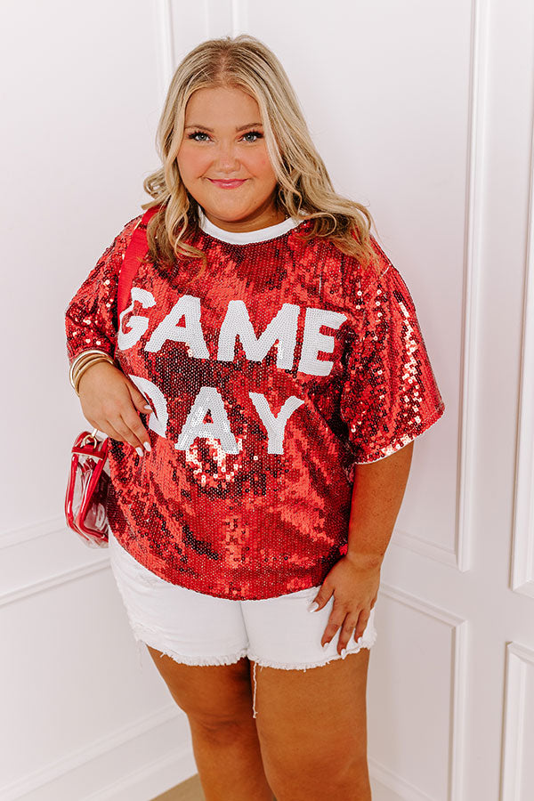 Ultimate Gameday Sequin Tunic - Red Curves Edition