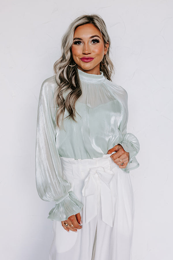 Ultimate Romantic Mint Chiffon Shift Top