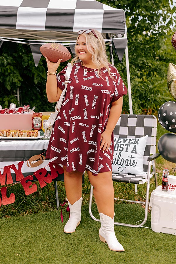 Ultimate Texas Maroon Sequin Embroidered Mini Dress for Game Day