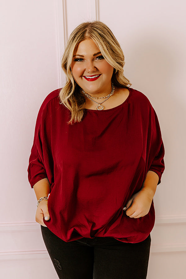 Premium Wine Curves Plus Size Shift Top - Ultimate Comfort & Style