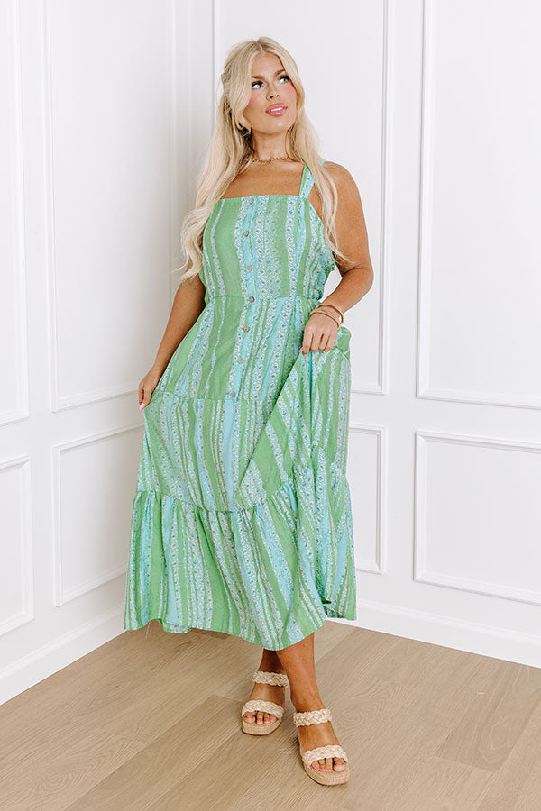 Premium Kelly Green Curves Midi Dress - Santa Barbara Collection