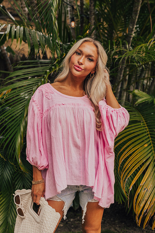 Premium Serenity Song Babydoll Top - Flowy Pink Elegance