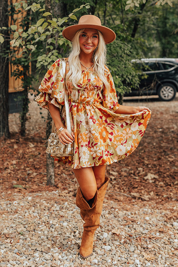 Premium Olive Floral Mini Dress - Fall Fashion Essential