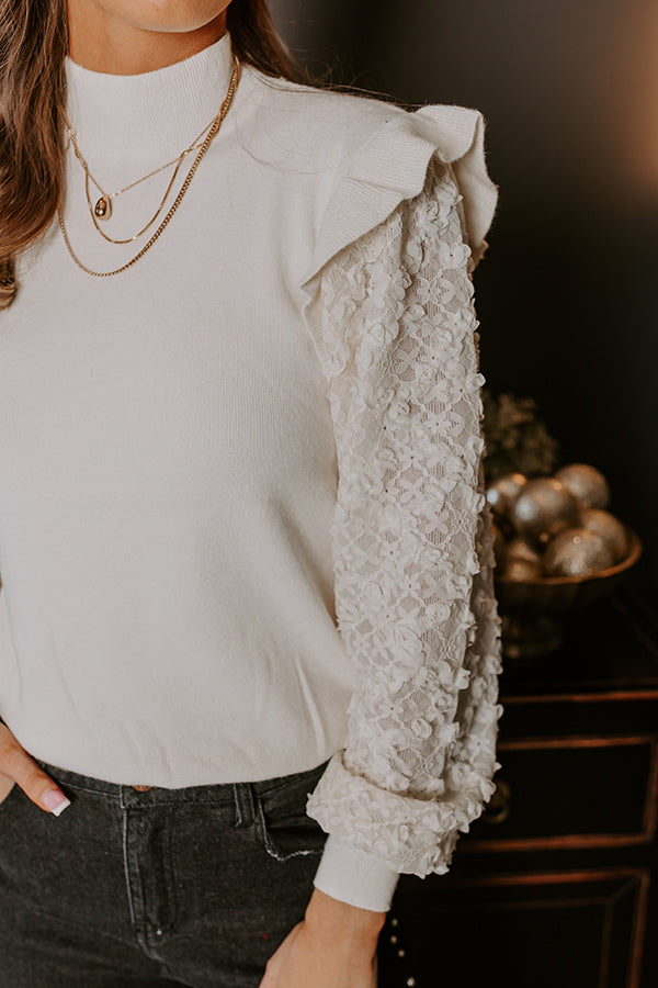 Premium Uptown Girl Knit Top - Ivory Elegance