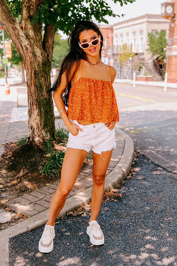 Ultimate Glam Sequin Tank Top - Vibrant Orange