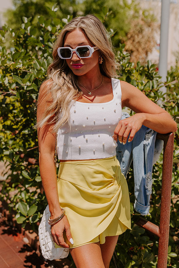 Premium Embellished Crop Tank - White