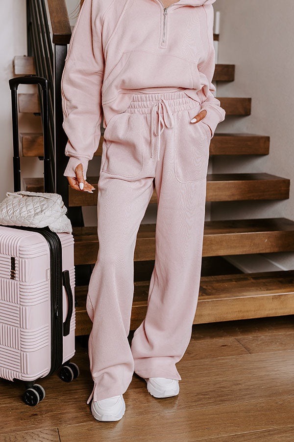 Premium Cozy Coffee Run Pants - Soft Pink