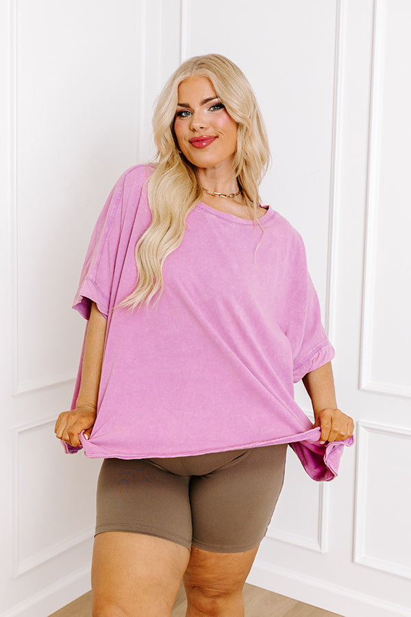 Premium Effortless Vibes Mineral Wash Oversized Tee - Violet Curves