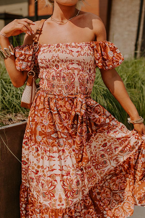 Premium Floral Midi Dress - Chasing Sunsets Collection