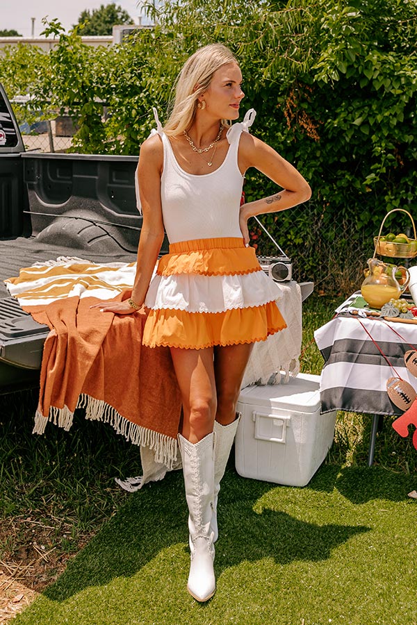 Ultimate Tailgate Cutie High Waist Tiered Mini Skirt - Orange