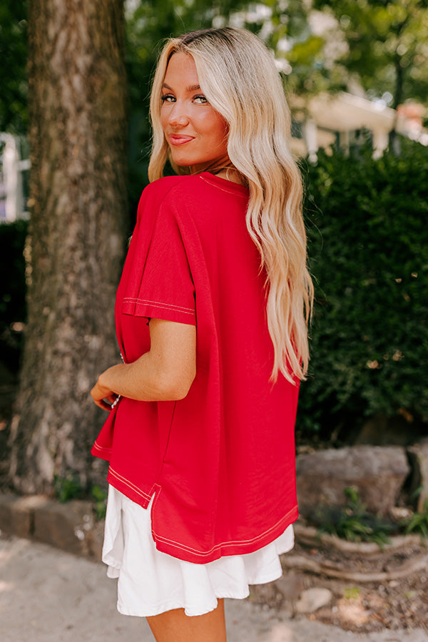 Premium Field Day Letter Patch Tee - Team Spirit in Red