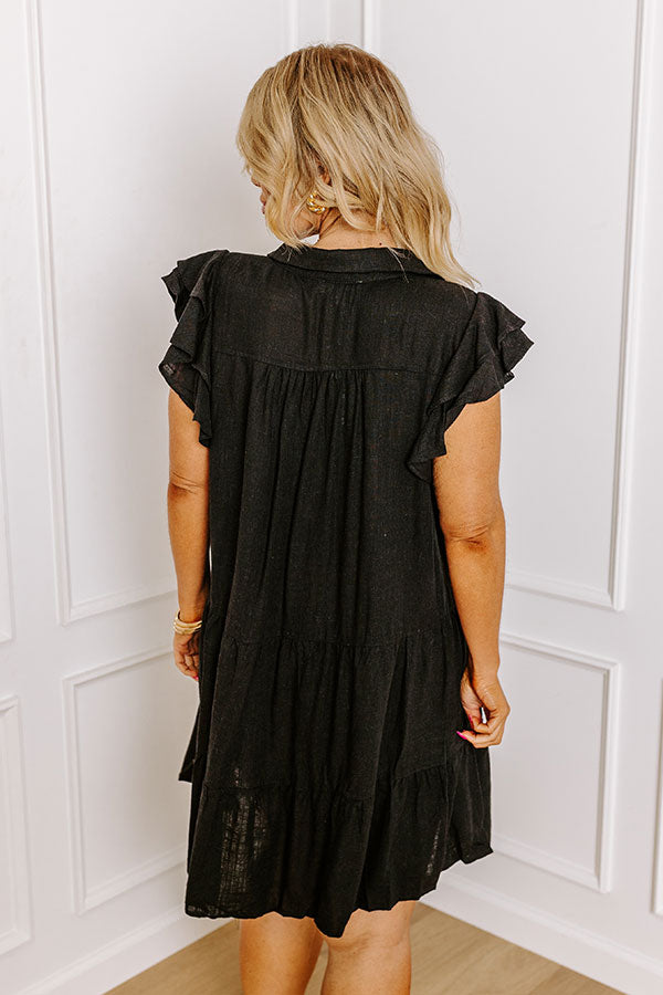 Ultimate Linen-Blend Babydoll Dress - Black Curves