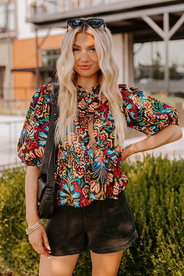 Premium Tropical Dream Front Tie Blouse