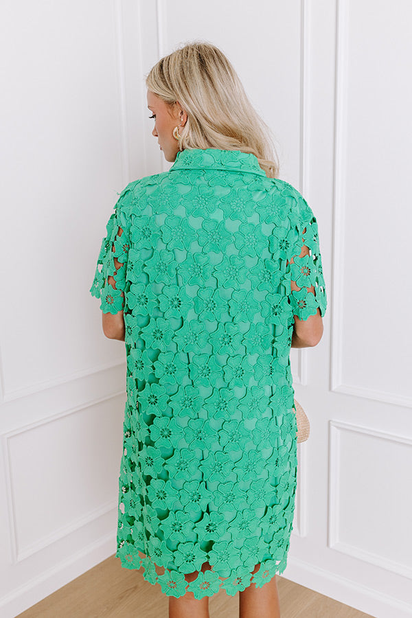 Ultimate Emerald Crochet Mini Dress | Sunshine Sunday Collection