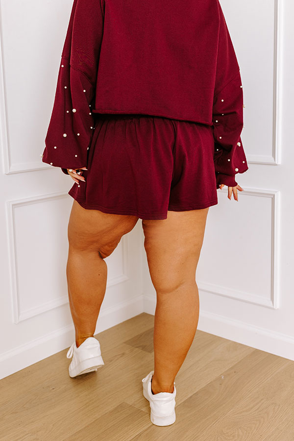 Ultimate Sideline Chic High Waist Pearl Skort in Maroon Curves