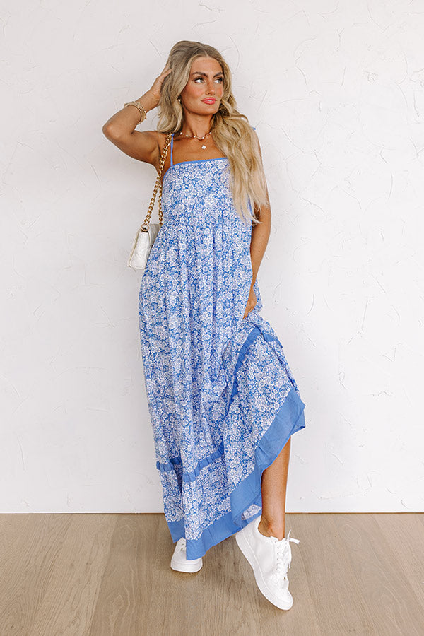 Premium Boho Floral Maxi Dress - Airy Blue | Ultimate Summer Style