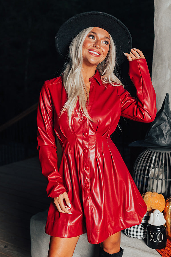 Ultimate Crimson Faux Leather Dress - Premium Night Out Essential