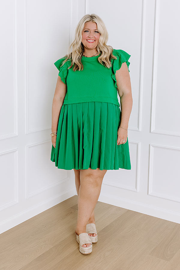 Ultimate Casual Elegance: Green Curves Mini Dress