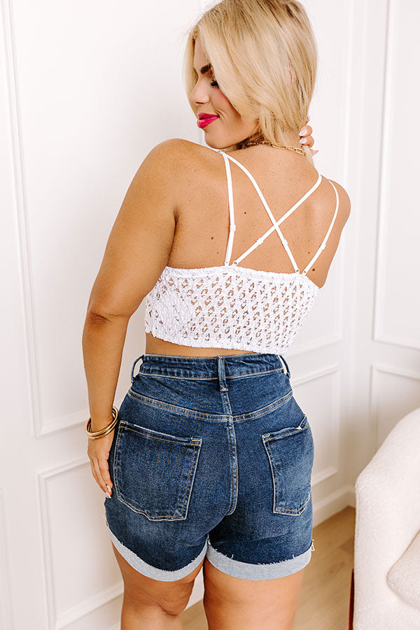 Premium Writing Love Notes Crochet Bralette - Femme & Flirty White Design