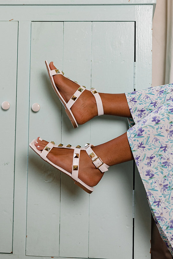 Premium Arlette Studded Sandal - White | Ultimate Summer Style