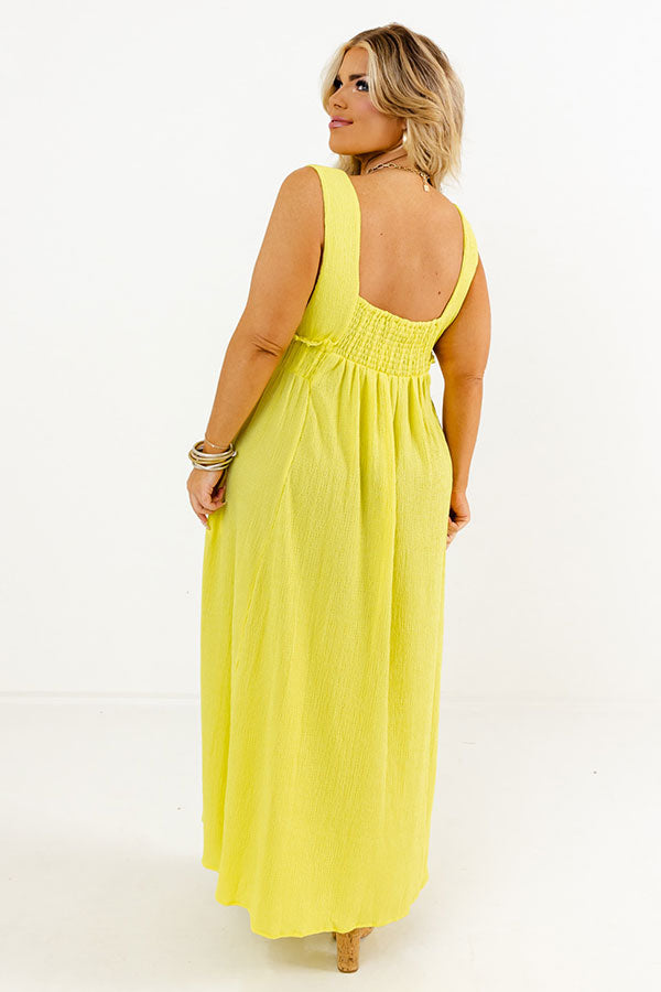 Premium Sun-Kissed Sands Midi Dress in Vibrant Yellow