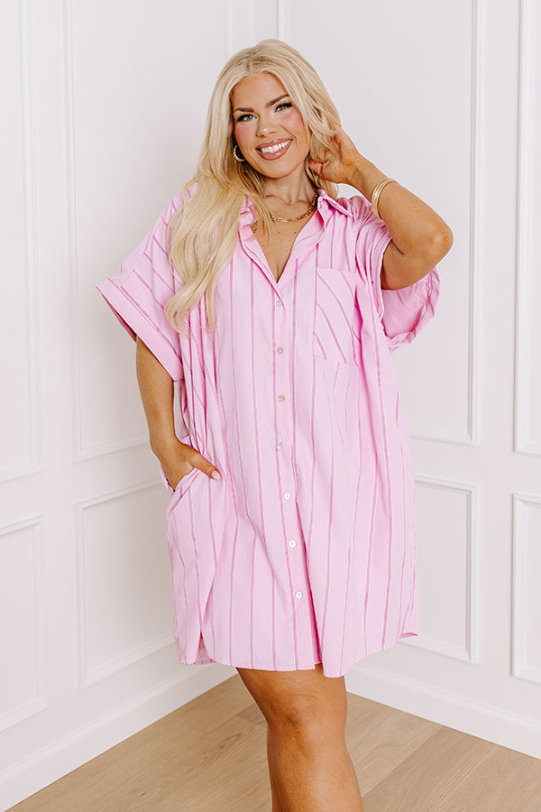 Premium Yacht Club Stripe Mini Dress - Pink Curves Collection