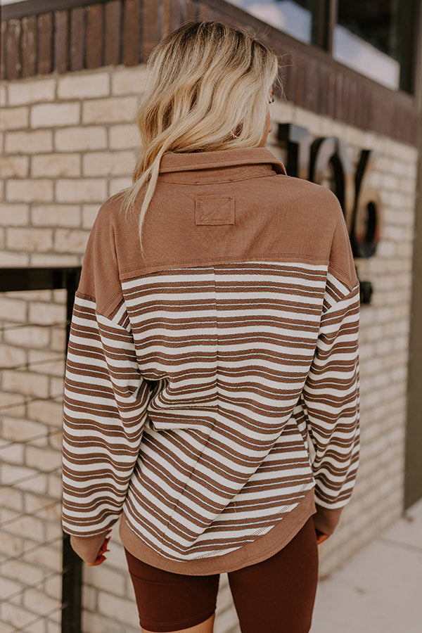 Premium Mocha Striped Sweatshirt - Ultimate Comfort & Style