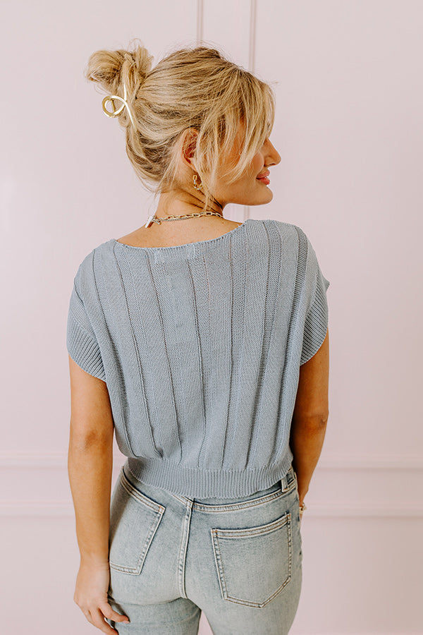 Premium Moonlit Bay Knit Top - Airy Blue Edition