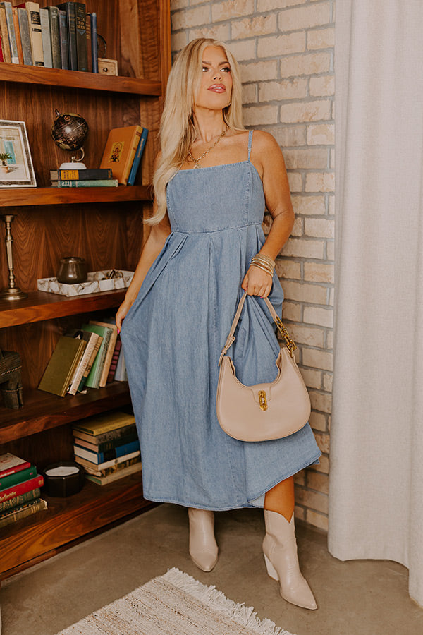 Premium Chic Stroll Denim Midi Dress