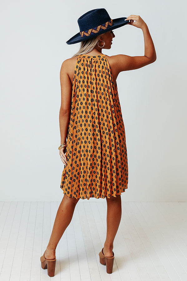 Premium Orange Polka Dot Pleated Dress