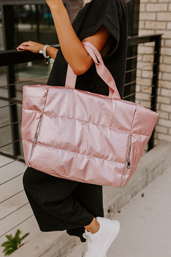 Premium Weekend Getaway Puffer Tote - Stylish Pink Edition