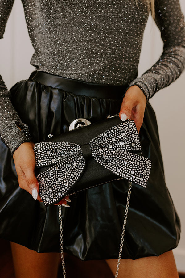 Ultimate Glam Rhinestone Bow Clutch - Black