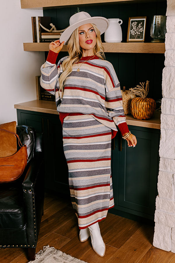 Premium Mulled Wine Striped Knit Sweater - Ultimate Comfort