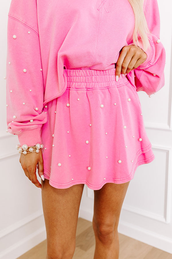 Ultimate Chic Pearl-Embellished Skort | Modern Pink Style