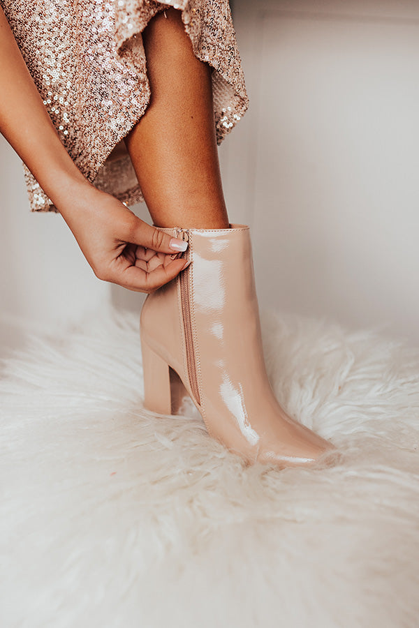 The Ultimate Yasmine Patent Bootie in Natural