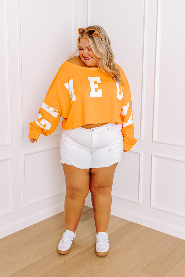 Ultimate Game Day Crop Sweatshirt - Orange Curves Edition