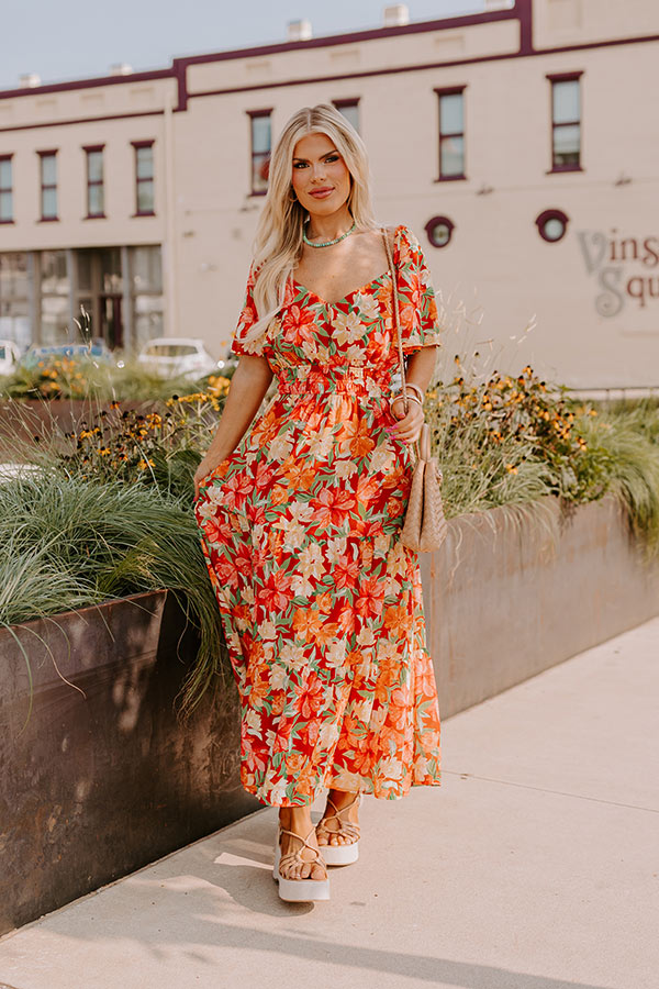 Premium Fall Harvest Floral Maxi Dress - Ultimate Curve Flattering Design