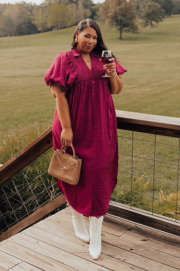 Premium Sangria Curves Midi Dress for Wine Tasting