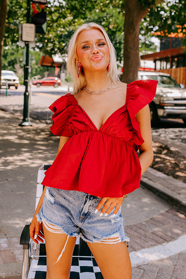 Ultimate Crimson Peplum Top - Stay Here Awhile Collection