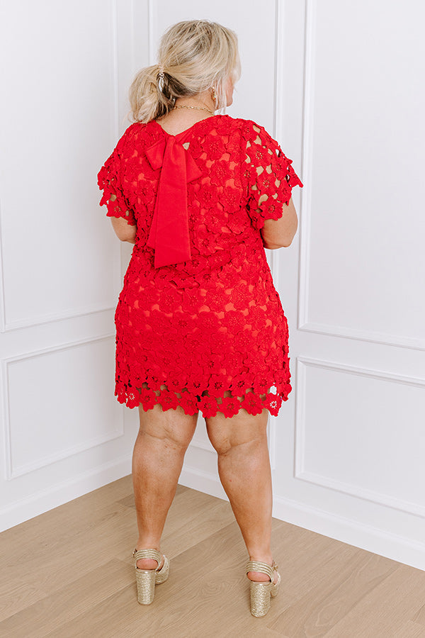 Ultimate Romantic Crochet Mini Dress - Red Curves