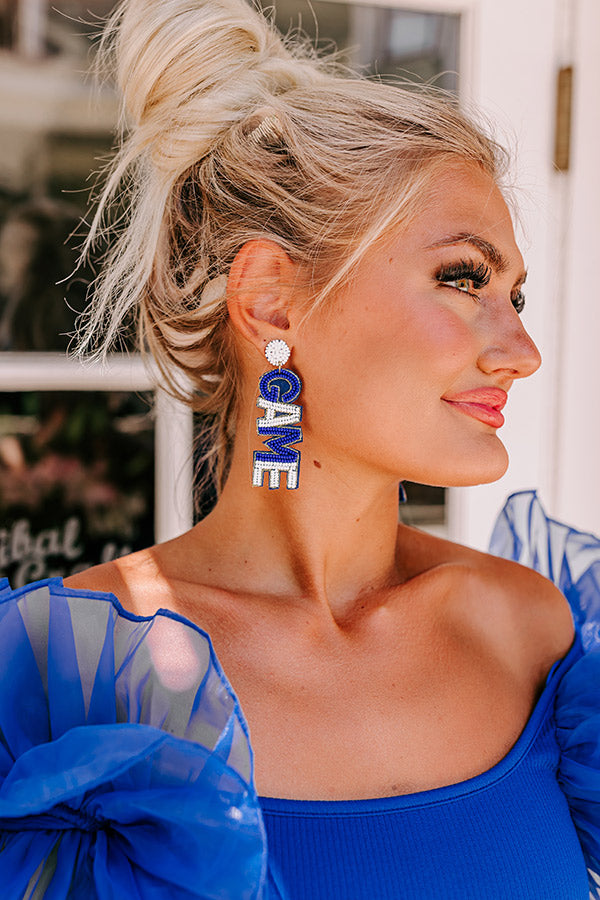 Premium Game Day Beaded Earrings - Royal Blue Edition