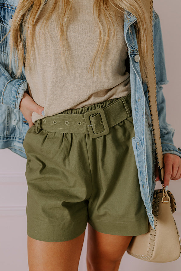 Premium Mariah Linen-Blend Shorts - Sage Green